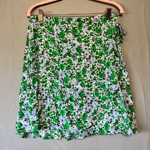 B Young Womens Floral Wrap Midi Skirt Size 40 Green Sustainable Preppy Work NWT